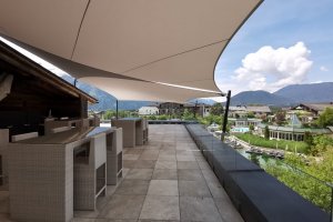 Segel Dachterrasse für Eventbereich, Hotel Schwarz, Mieming, Tirol, 2021