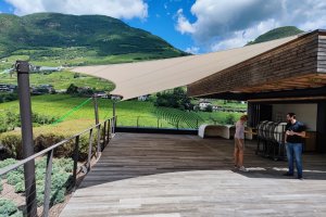 Segel auf Dachterrasse für Events, Mila Bozen, Südtirol 2021