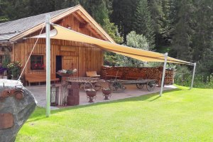 Segel als Wetterschutz für Eventhütte, Triendlsäge, Seefeld, Tirol, 2018