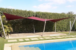 Segel über Poollounge, Kairo, Ägypten, 2017