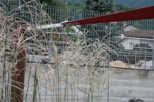 Dreiecksegel Detailansicht Spanngurte, Gärtnerei Plattner, Eppan, Südtirol, 2010