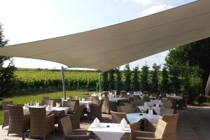 Segel für Gastronomie (Ansicht von innen) Größe ca. 150m², Osthofen, Rheinland-Pfalz, 2013