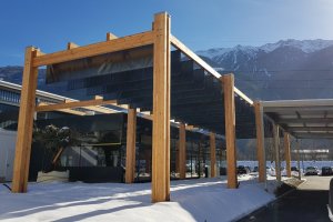 Holzkonstruktion mit vertikalen PVC Paneelen, Schweitzer Projects, Naturns